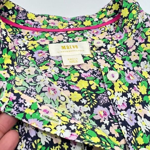 Maeve* By Anthropologie Small Multi-Color Floral Print women’s Long-Sleeve Blous - Picture 4 of 13